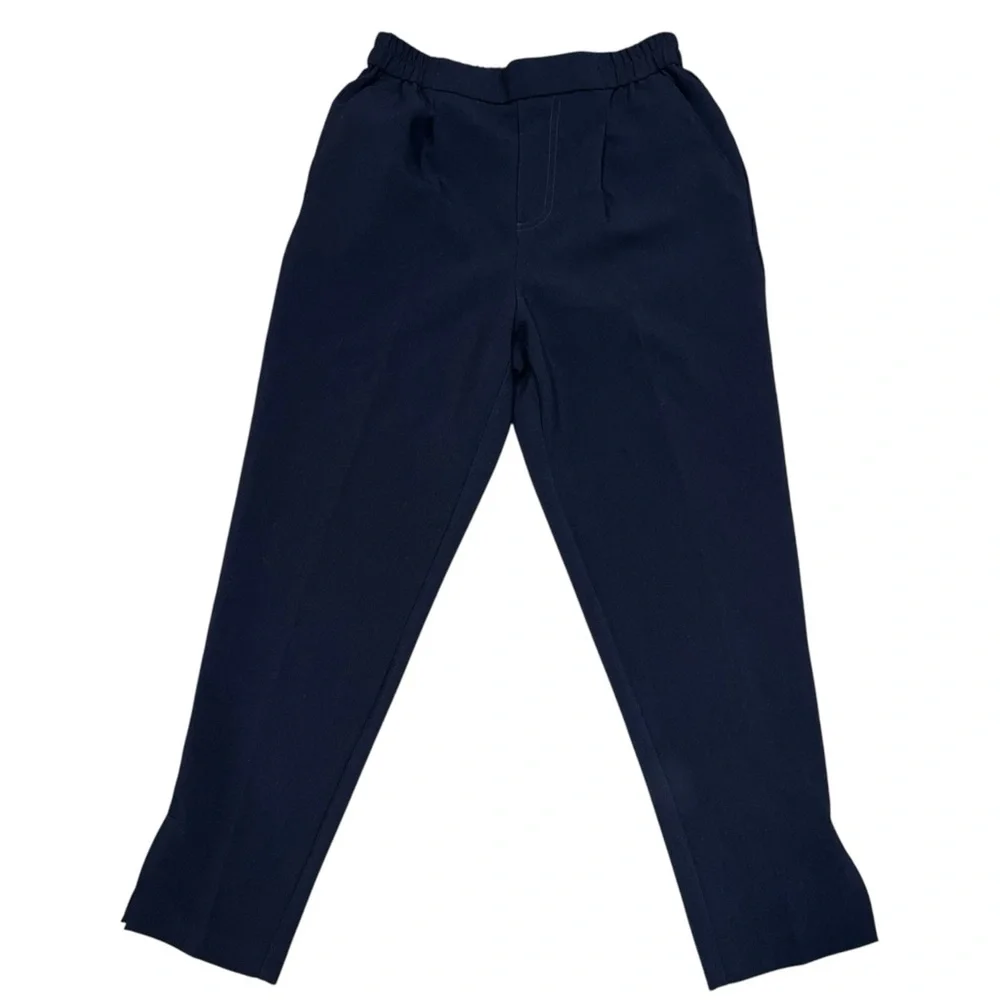 Anthropologie Navy Blue Copley Tapered Leg Pleated Trouser Pants size XS